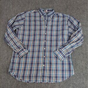Peter Millar‎ Shirt Mens XL Extra Large Blue Brown Plaid Crown Button Down L/S